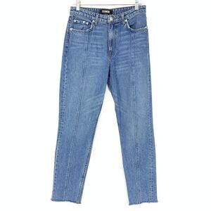 Reformation Women's Sz 27 High Waist Seamed Skinny Jean Celtic Wash Blue Raw Hem